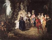 WATTEAU, Antoine The French Comedy oil